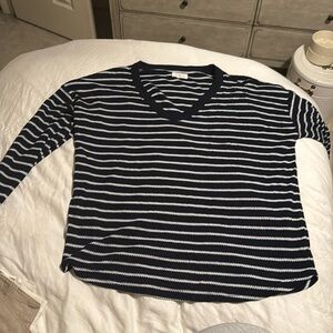 Large striped v neck sweater